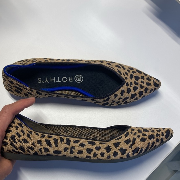 Rothy's Tan and Black Patterned Flats with Blue Accent - Picture 3 of 7